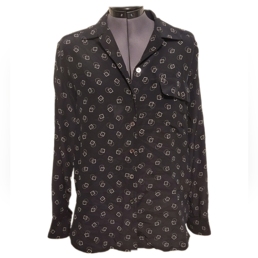 Vintage Evan Picone 100% Silk Button-up Long Sleeve Shirt size 6